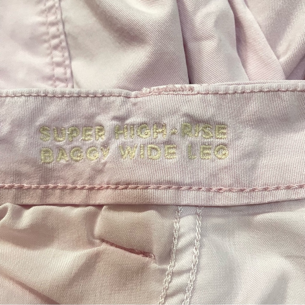 American Eagle Women's Super High Rise Baggy Wide Leg Cargo Pants 12 Short Pink - Picture 4 of 9